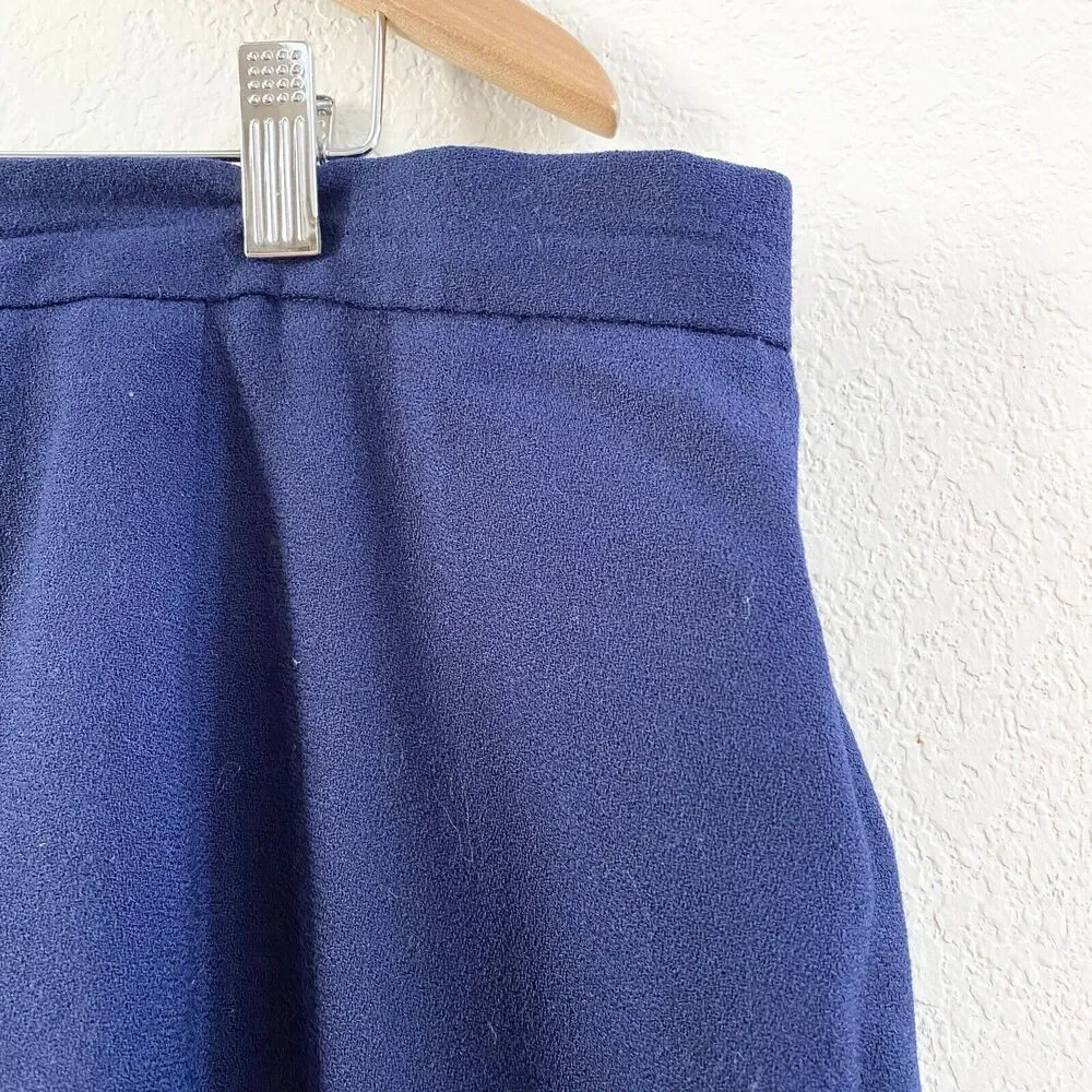 Vintage Jones New York Pencil Skirt 24W Navy Blue Wool Pleated Lined‎ Zipper